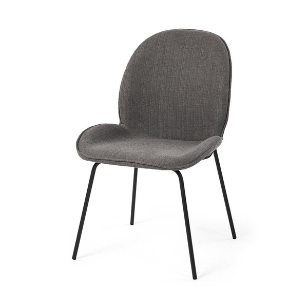 Homeroots 34 x 26 x 21 in. Black & Gray Flaired Seat Fabric Dining Chair - 397465
