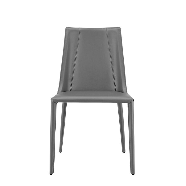 Homeroots Sleek All Faux Leather Dining or Side Chair, Dark Gray - 400696