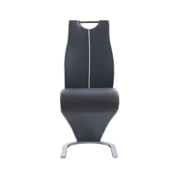 Homeroots Grey & White Z Style Design Dining Chairs with Metalic Base & Seat Back Handle, 2PK - 383958