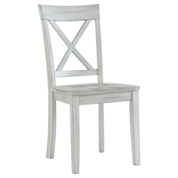 Benjara 37 x 18 x 20.5 in. Wooden Dining Chair with X-Shaped Back, White - Set of 2 - BM239757