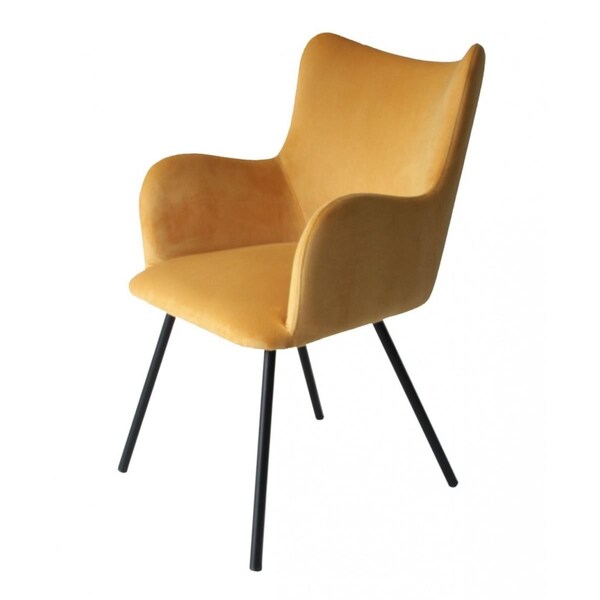 Gfancy Fixtures Yellow Curvy Velvet & Black Modern Dining Chair - GF3091931