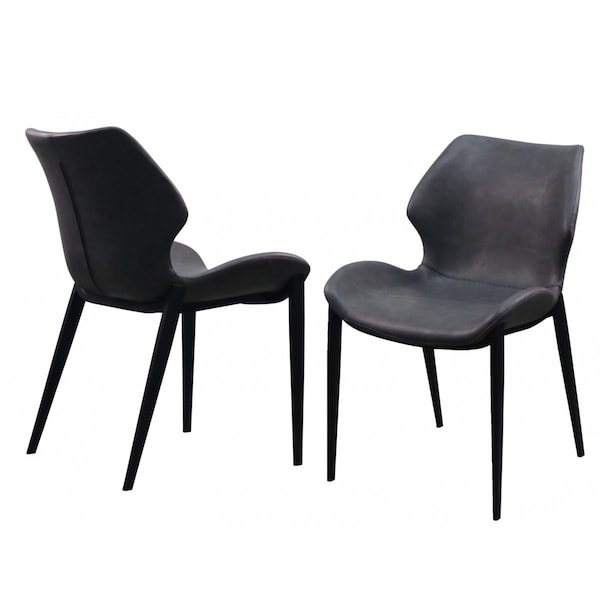 Homeroots Faux Leather Dining Chairs, Dark Gray, 2PK - 472256