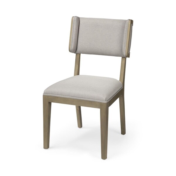 Homeroots Grey Fabric Wrap Dining Chair with Brown Wooden Base - 380406