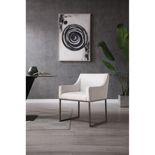 Homeroots White Velvet Antique Brass Dining Chair - 472249