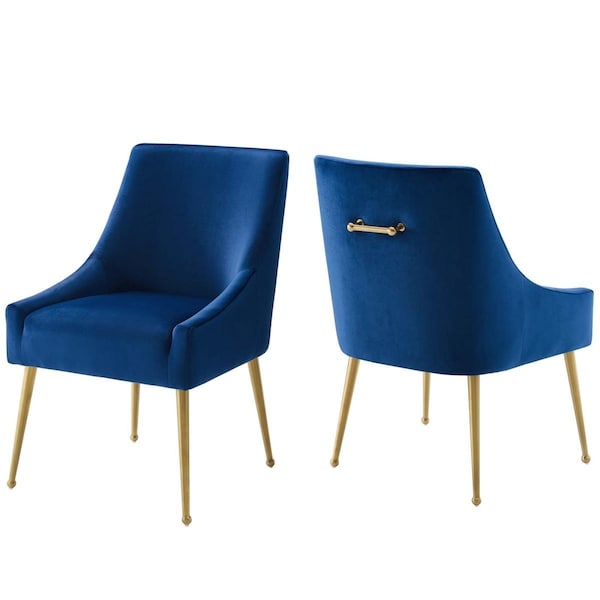 Modway Furniture Discern Upholstered Performance Velvet Dining Chair, Navy - Set of 2 - EEI-4148-NAV