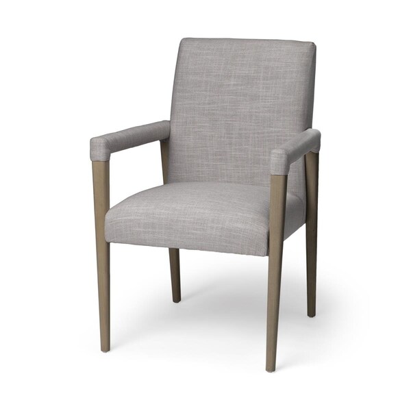 Homeroots Grey Fabric Wrap with Brown Wooden Frame Dining Chair - 380409