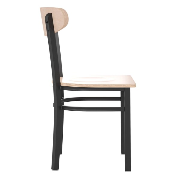 Flash Furniture Metal Dining Chair with Natural Wood Seat & Back - XU-DG6V5B-NAT-GG