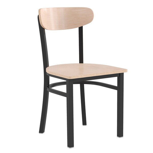 Flash Furniture Metal Dining Chair with Natural Wood Seat & Back - XU-DG6V5B-NAT-GG