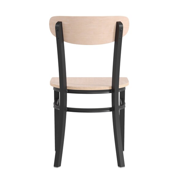 Flash Furniture Metal Dining Chair with Natural Wood Seat & Back - XU-DG6V5B-NAT-GG