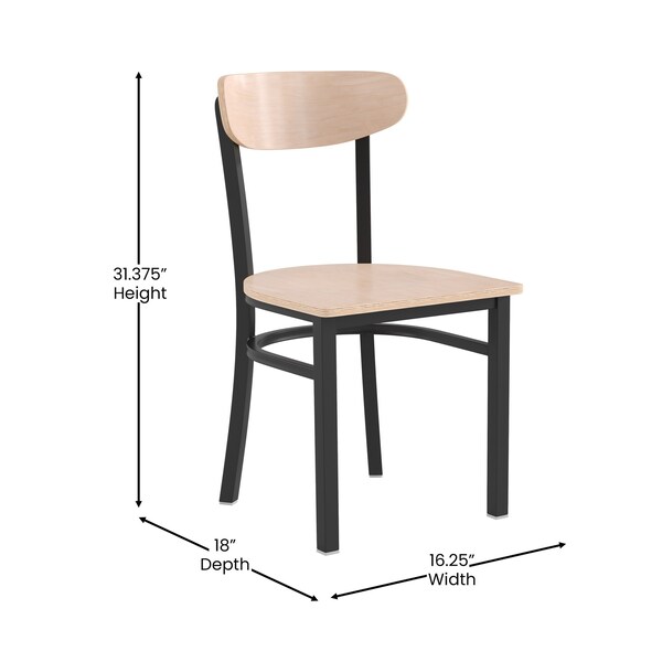Flash Furniture Metal Dining Chair with Natural Wood Seat & Back - XU-DG6V5B-NAT-GG