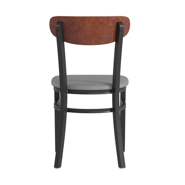 Flash Furniture Gray Vinyl Dining Chairs - Walnut Wood Backs, PK 2 - 2-XU-DG6V5GYV-WAL-GG