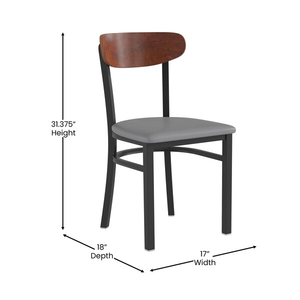 Flash Furniture Gray Vinyl Dining Chairs - Walnut Wood Backs, PK 2 - 2-XU-DG6V5GYV-WAL-GG