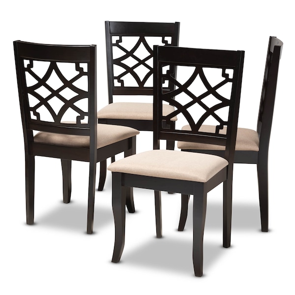 Baxton Studio Mael Sand Upholstered Espresso Finished Wood Dining Chair, PK4 - 157-9727