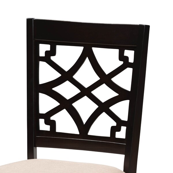 Baxton Studio Mael Sand Upholstered Espresso Finished Wood Dining Chair, PK4 - 157-9727