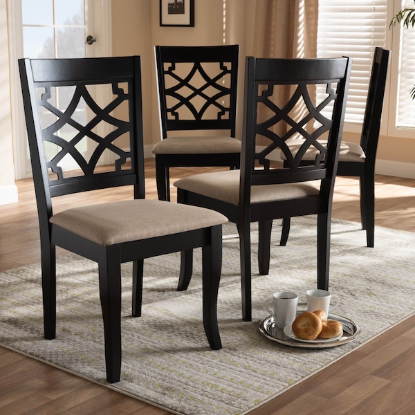 Baxton Studio Mael Sand Upholstered Espresso Finished Wood Dining Chair, PK4 - 157-9727