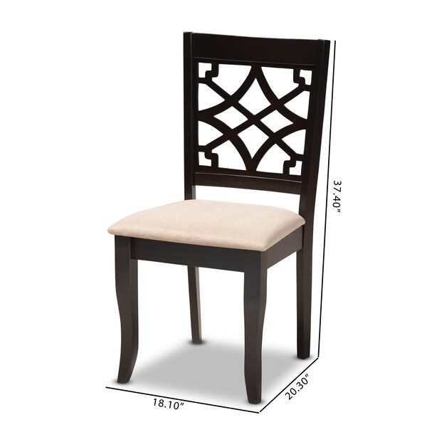 Baxton Studio Mael Sand Upholstered Espresso Finished Wood Dining Chair, PK4 - 157-9727