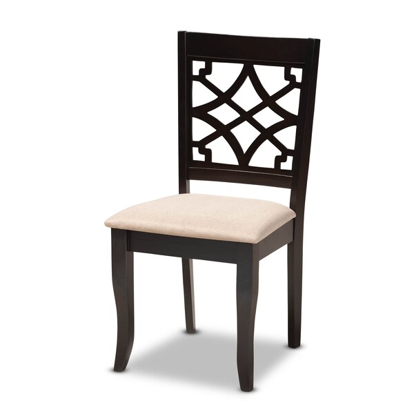 Baxton Studio Mael Sand Upholstered Espresso Finished Wood Dining Chair, PK4 - 157-9727