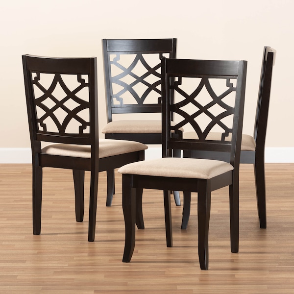 Baxton Studio Mael Sand Upholstered Espresso Finished Wood Dining Chair, PK4 - 157-9727