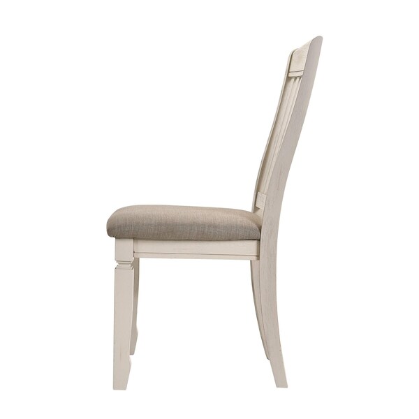 Acme Dining Side Chair in Tan Fabric and Cream Finish, 2PK - ER-0240WH