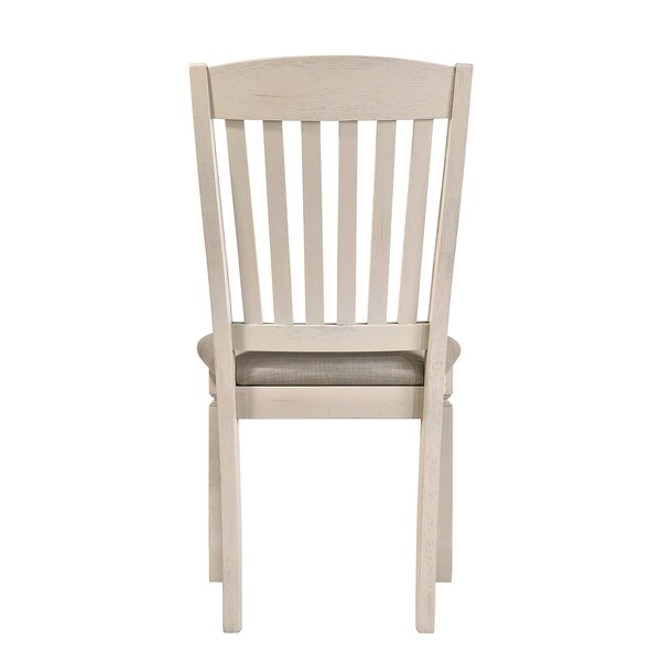Acme Dining Side Chair in Tan Fabric and Cream Finish, 2PK - ER-0240WH