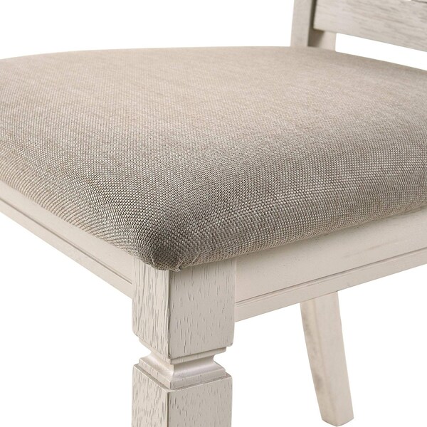 Acme Dining Side Chair in Tan Fabric and Cream Finish, 2PK - ER-0240WH
