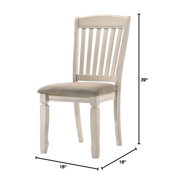Acme Dining Side Chair in Tan Fabric and Cream Finish, 2PK - ER-0240WH