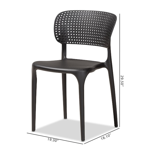 Baxton Studio Rae ModernBlack Finished Polypropylene Plastic 4-Piece Stackable Dining Chair Set - 192-4PC-12021-ZORO