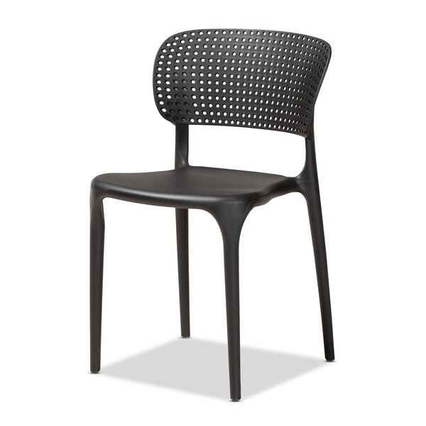 Baxton Studio Rae ModernBlack Finished Polypropylene Plastic 4-Piece Stackable Dining Chair Set - 192-4PC-12021-ZORO
