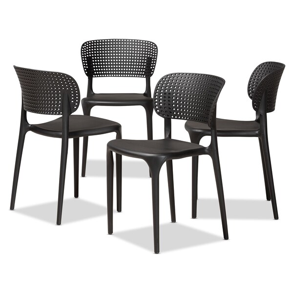 Baxton Studio Rae ModernBlack Finished Polypropylene Plastic 4-Piece Stackable Dining Chair Set - 192-4PC-12021-ZORO