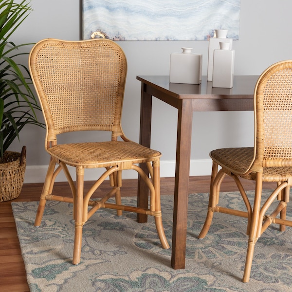 Baxton Studio Irene Modern Bohemian Natural Rattan Dining Chair - 225-13089-ZORO
