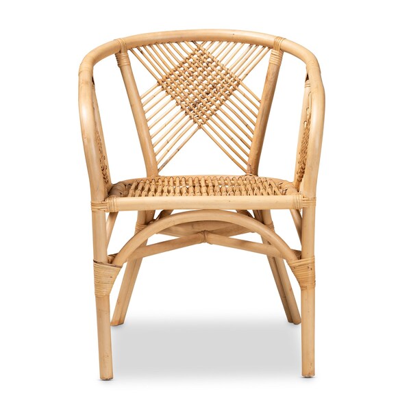 Baxton Studio Kagama Modern Bohemian Natural Brown Rattan Dining Chair - 209-12789