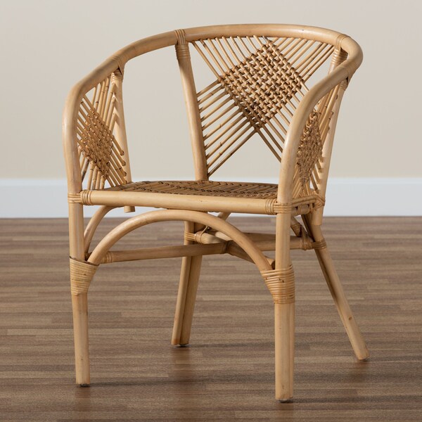 Baxton Studio Kagama Modern Bohemian Natural Brown Rattan Dining Chair - 209-12789