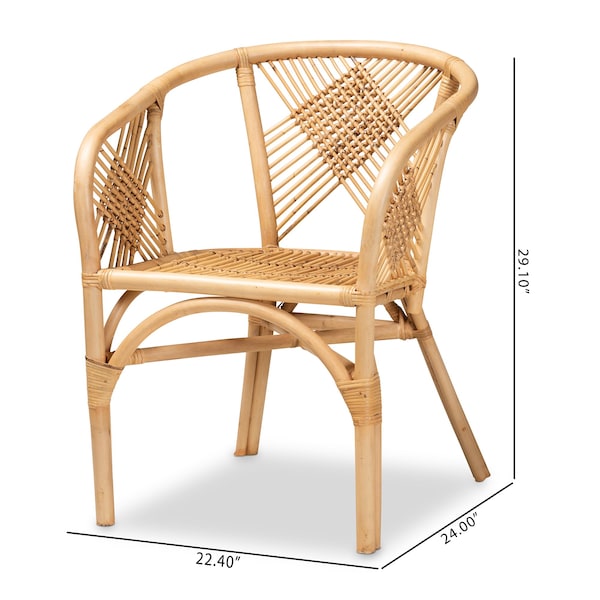Baxton Studio Kagama Modern Bohemian Natural Brown Rattan Dining Chair - 209-12789