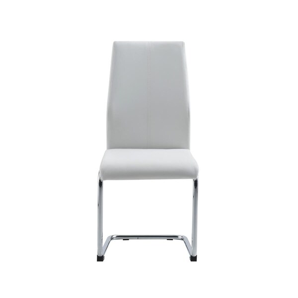 Homeroots Modern White Dining Chairs with Chrome Metal Base, 4PK - 383967