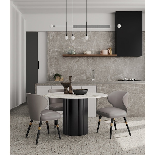Manhattan Comfort Modern Strine Dining Chair Upholstered in Velvet and Leatherette-Set of 2 - 2-DC045-DT