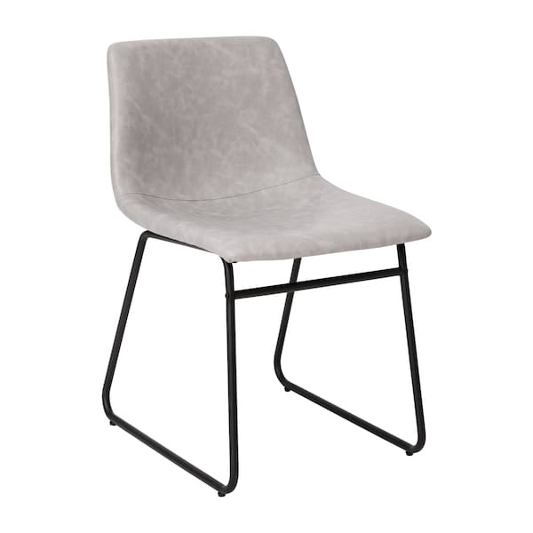 Flash Furniture 18" Light Gray LeatherSoft Dining Chairs, 2PK - ET-ER18345-18-LG-BK-GG
