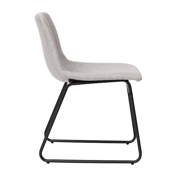 Flash Furniture 18" Light Gray LeatherSoft Dining Chairs, 2PK - ET-ER18345-18-LG-BK-GG