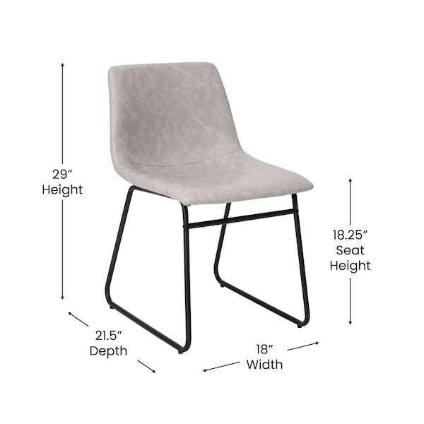 Flash Furniture 18" Light Gray LeatherSoft Dining Chairs, 2PK - ET-ER18345-18-LG-BK-GG