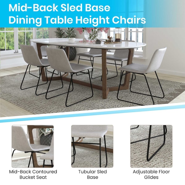 Flash Furniture 18" Light Gray LeatherSoft Dining Chairs, 2PK - ET-ER18345-18-LG-BK-GG