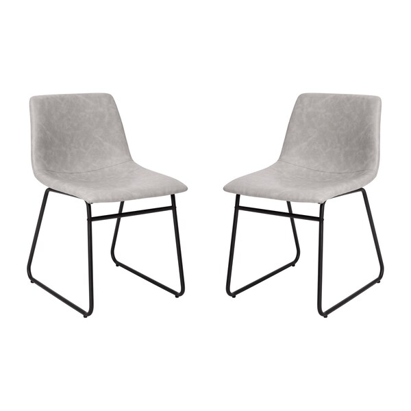 Flash Furniture 18" Light Gray LeatherSoft Dining Chairs, 2PK - ET-ER18345-18-LG-BK-GG