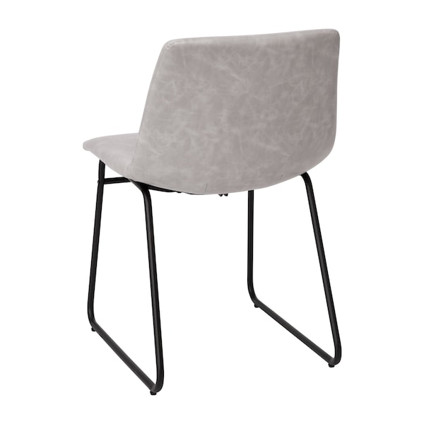 Flash Furniture 18" Light Gray LeatherSoft Dining Chairs, 2PK - ET-ER18345-18-LG-BK-GG