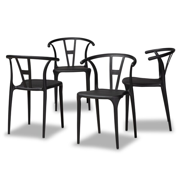 Baxton Studio Warner ModernBlack Plastic Dining Chair Set (4PC) - 194-4PC-12036-ZORO