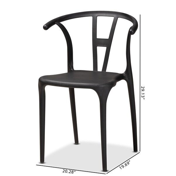 Baxton Studio Warner ModernBlack Plastic Dining Chair Set (4PC) - 194-4PC-12036-ZORO