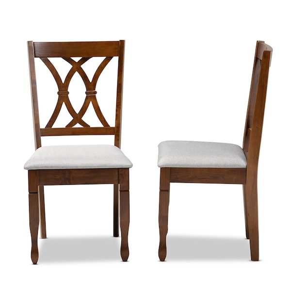 Baxton Studio Augustine Grey Upholstered and Walnut Wood 2-Piece Dining Chair Set - 165-10548