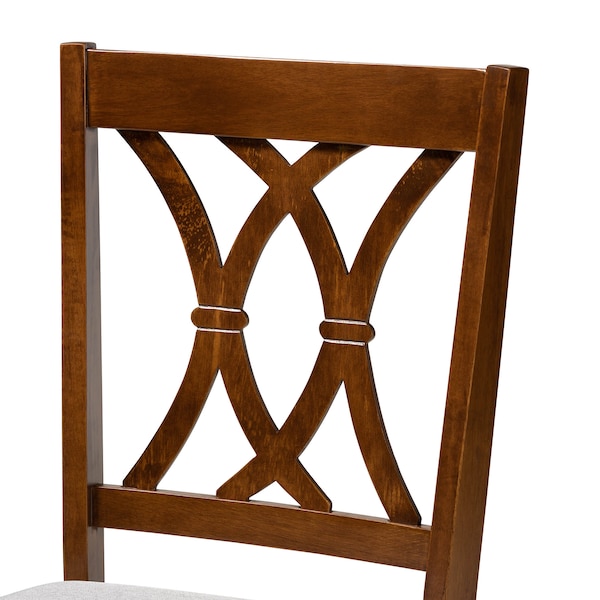 Baxton Studio Augustine Grey Upholstered and Walnut Wood 2-Piece Dining Chair Set - 165-10548