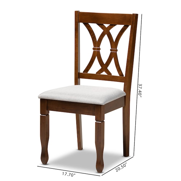 Baxton Studio Augustine Grey Upholstered and Walnut Wood 2-Piece Dining Chair Set - 165-10548