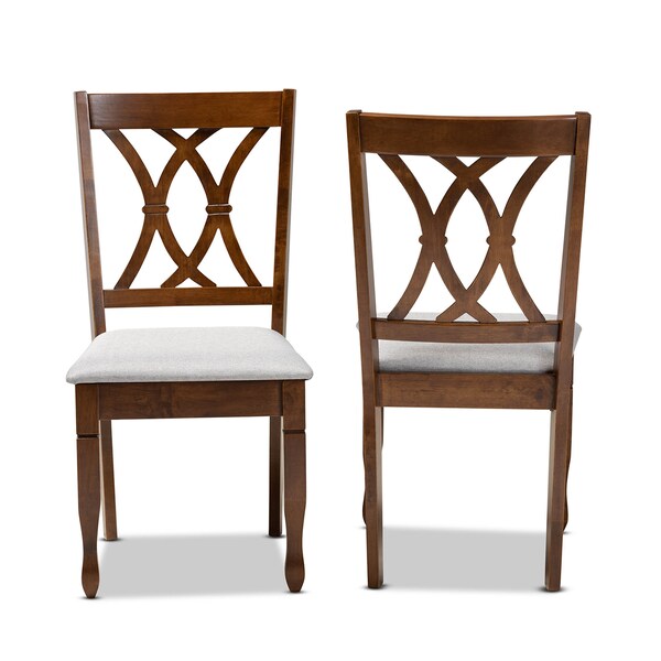 Baxton Studio Augustine Grey Upholstered and Walnut Wood 2-Piece Dining Chair Set - 165-10548