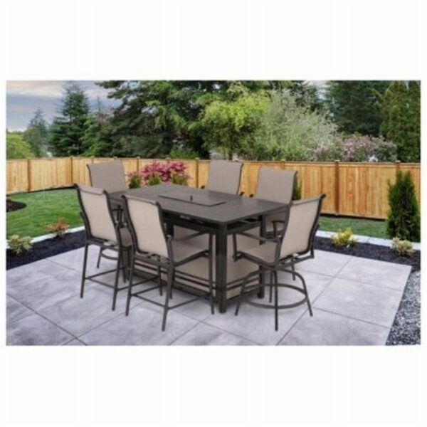 Patio Master Manhattan High Dining Chair Set, Gray Sling over Aluminum - 6 Piece - 270097