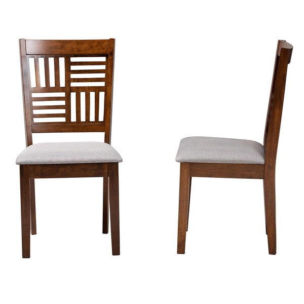 Baxton Studio Deanna Modern Grey Fabric and Walnut Brown Finished Wood 2-Piece Dining Chair Set, PR - 232-2PC-13185-ZORO