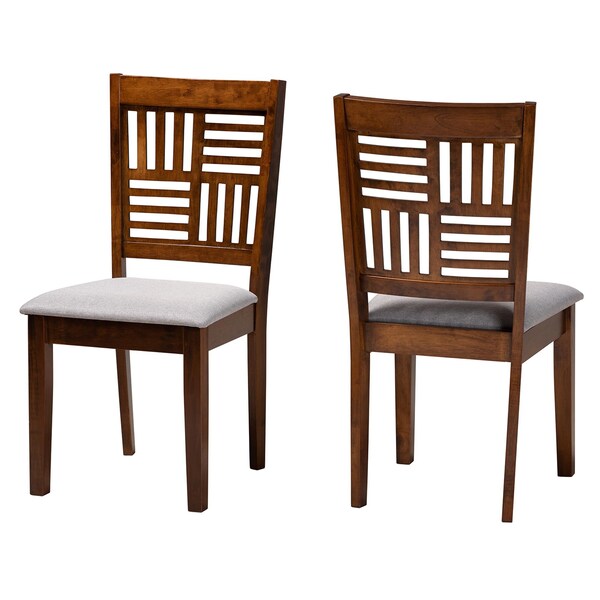 Baxton Studio Deanna Modern Grey Fabric and Walnut Brown Finished Wood 2-Piece Dining Chair Set, PR - 232-2PC-13185-ZORO